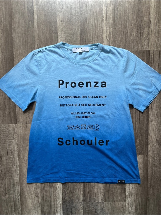 Proenza Schouler Tops - Proenza Schouler Blue Ombre Logo Short-Sleeve Tee
